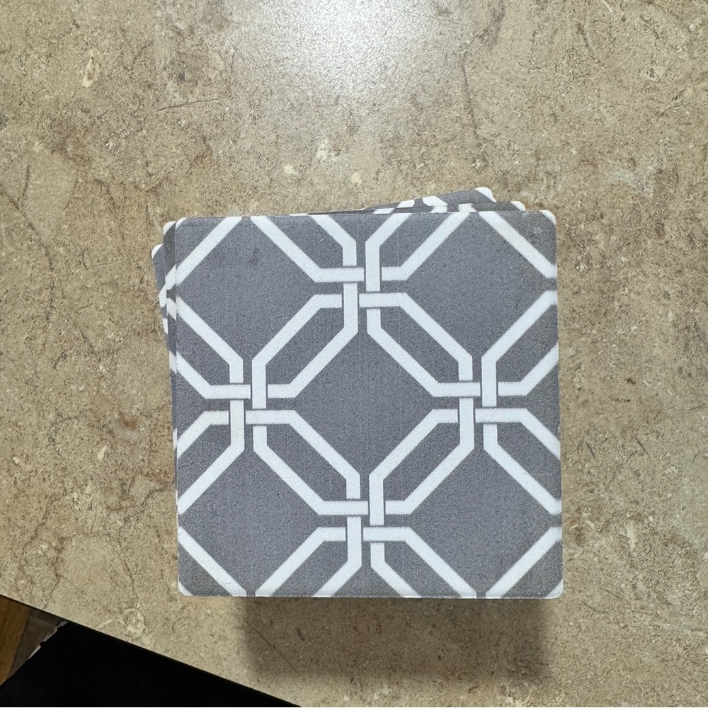 Gray and White Geometric Coasters